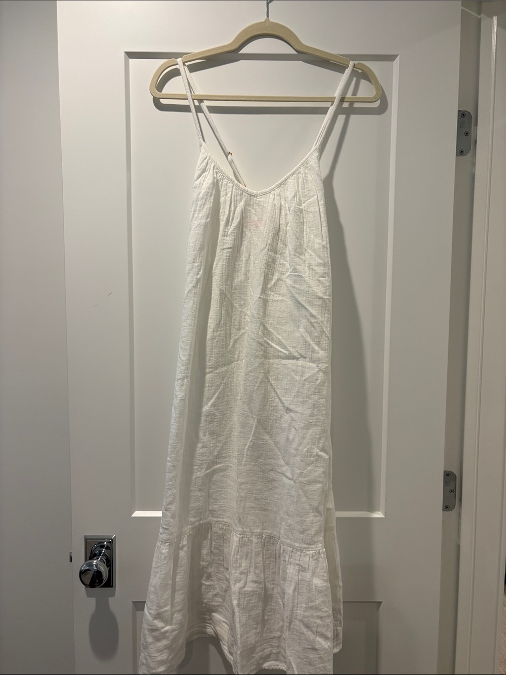 Vineyard Vines White Linen Spaghetti Strap Maxi Dress